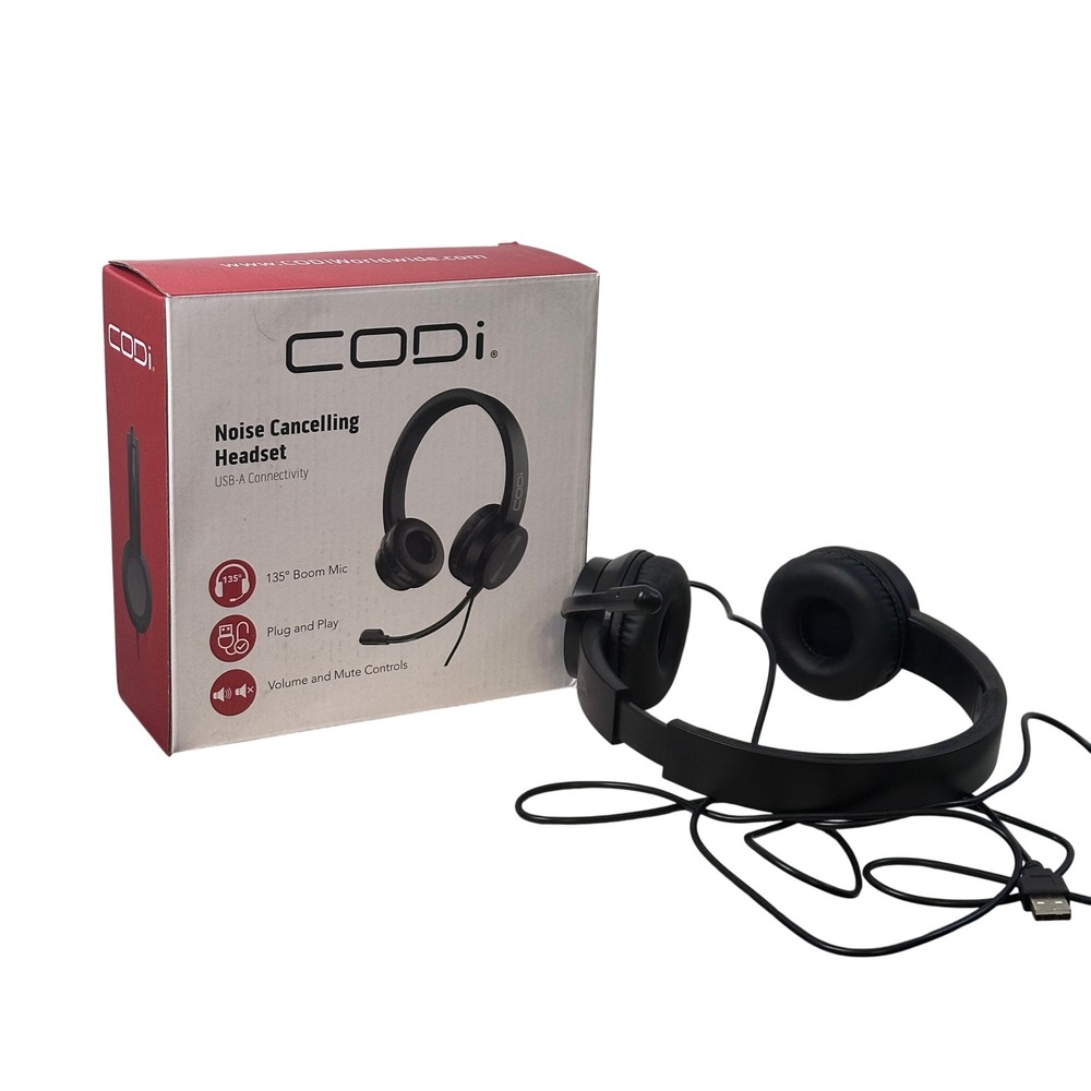 CODi Noise Cancelling Headset‎ USB A Connectivity Boom Mic Plug and Play